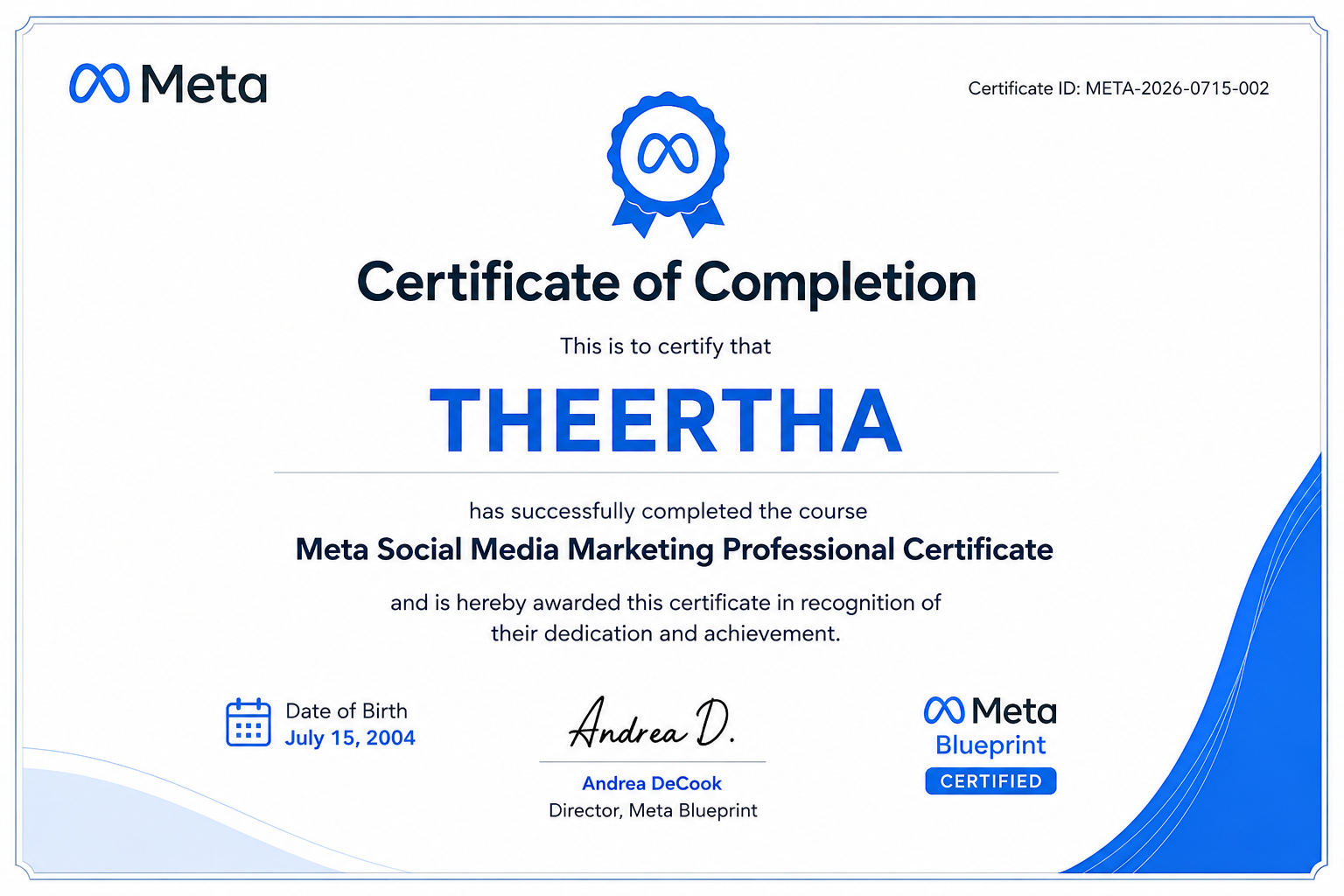 META CERTIFICATE